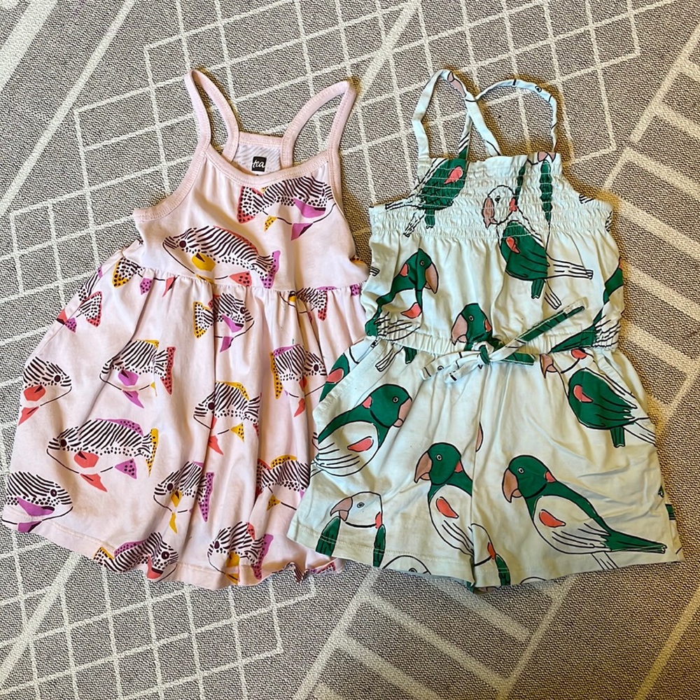 Tea Collection Dress and Romper bundle, size 2